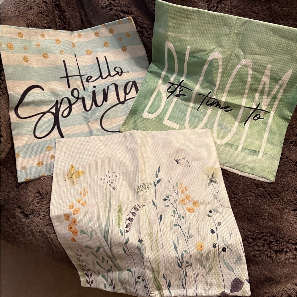 Floral and Text Decorative Pillow Covers